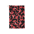 Red & Black Camo Golf Towel — Microfiber Club Towel with Grommet & Clip
