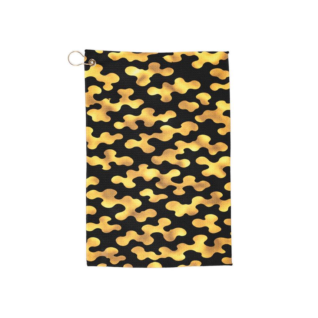 Gold Camo Golf Towel — Microfiber Club Towel with Grommet & Ring
