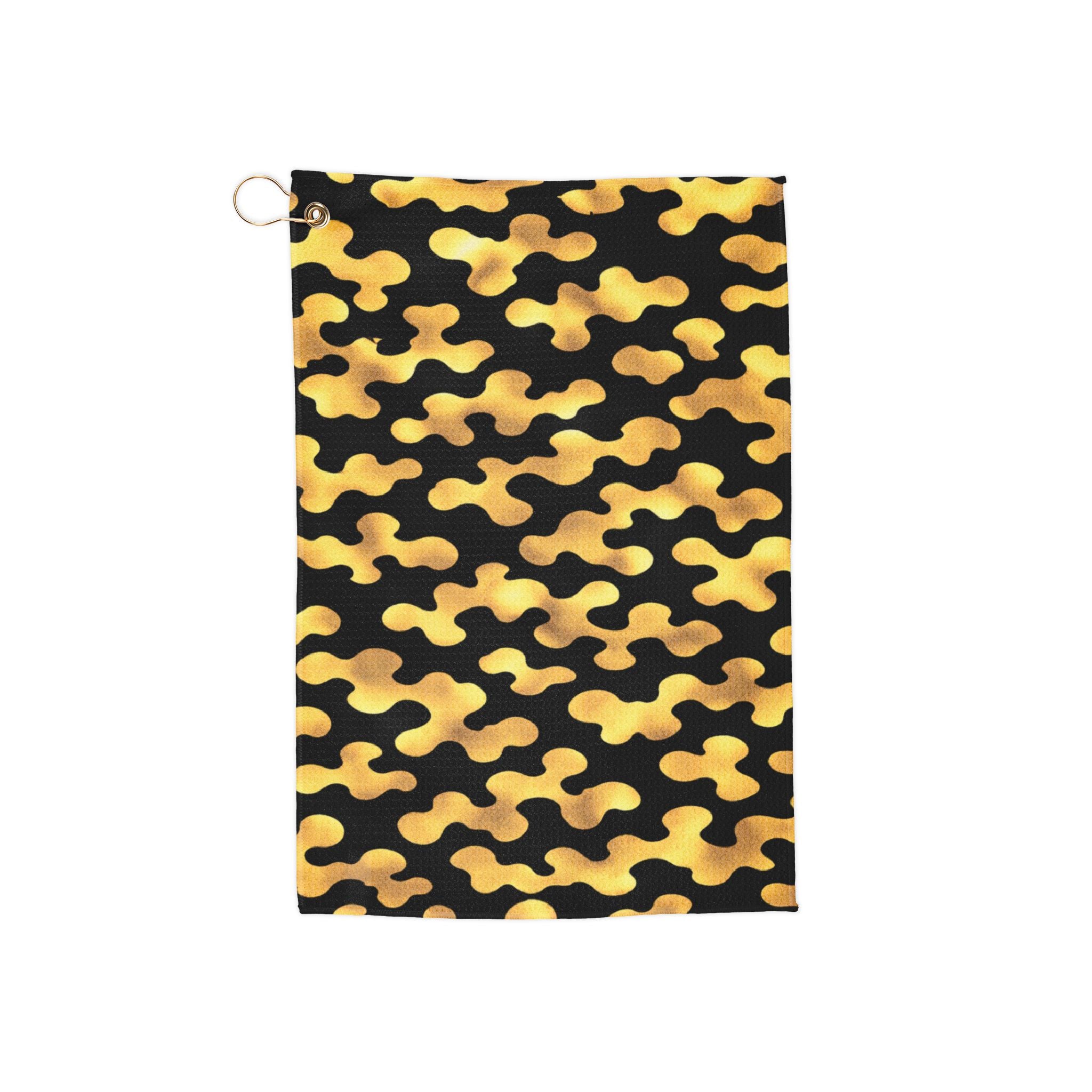 Gold Camo Golf Towel — Microfiber Club Towel with Grommet & Ring