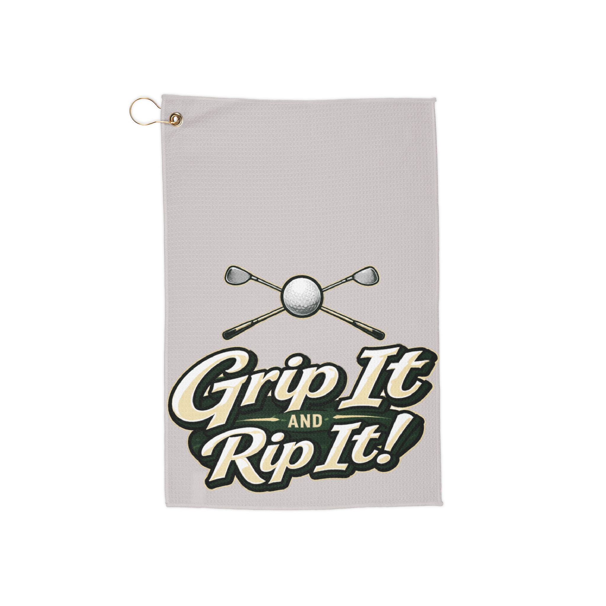 Grip It and Rip It! Golf Towel — Microfiber Golf Club Cleaning Towel with Grommet & Hook