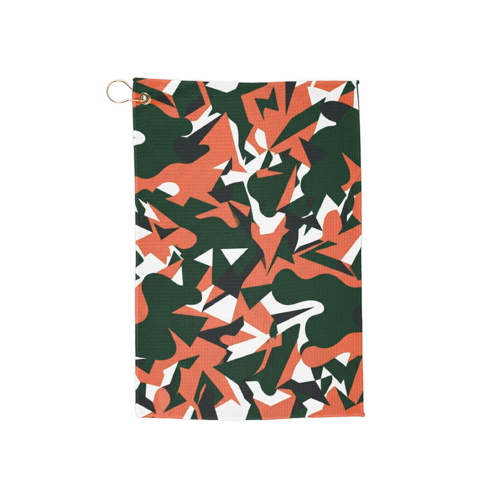 Camouflage Golf Towel — Orange & Green Camo Microfiber Towel with Grommet
