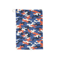 Camouflage Golf Towel — Blue & Orange Camo Club Towel with Grommet Ring