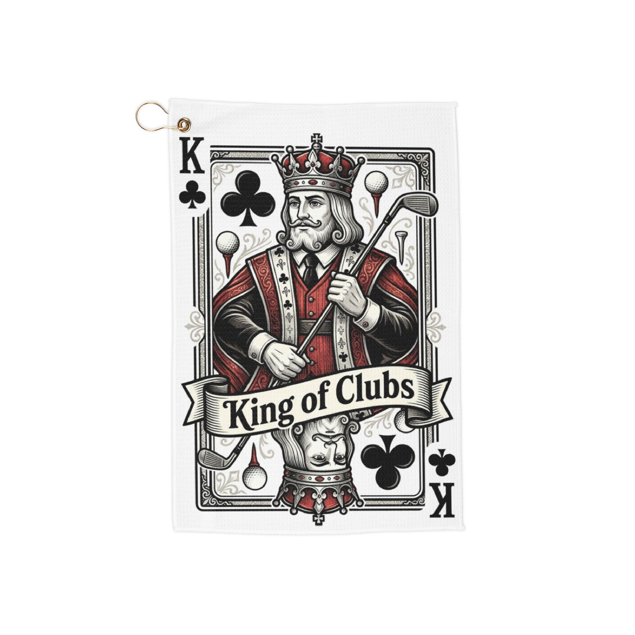King of Clubs Golf Towel — Playing Card Golf Towel with Grommet