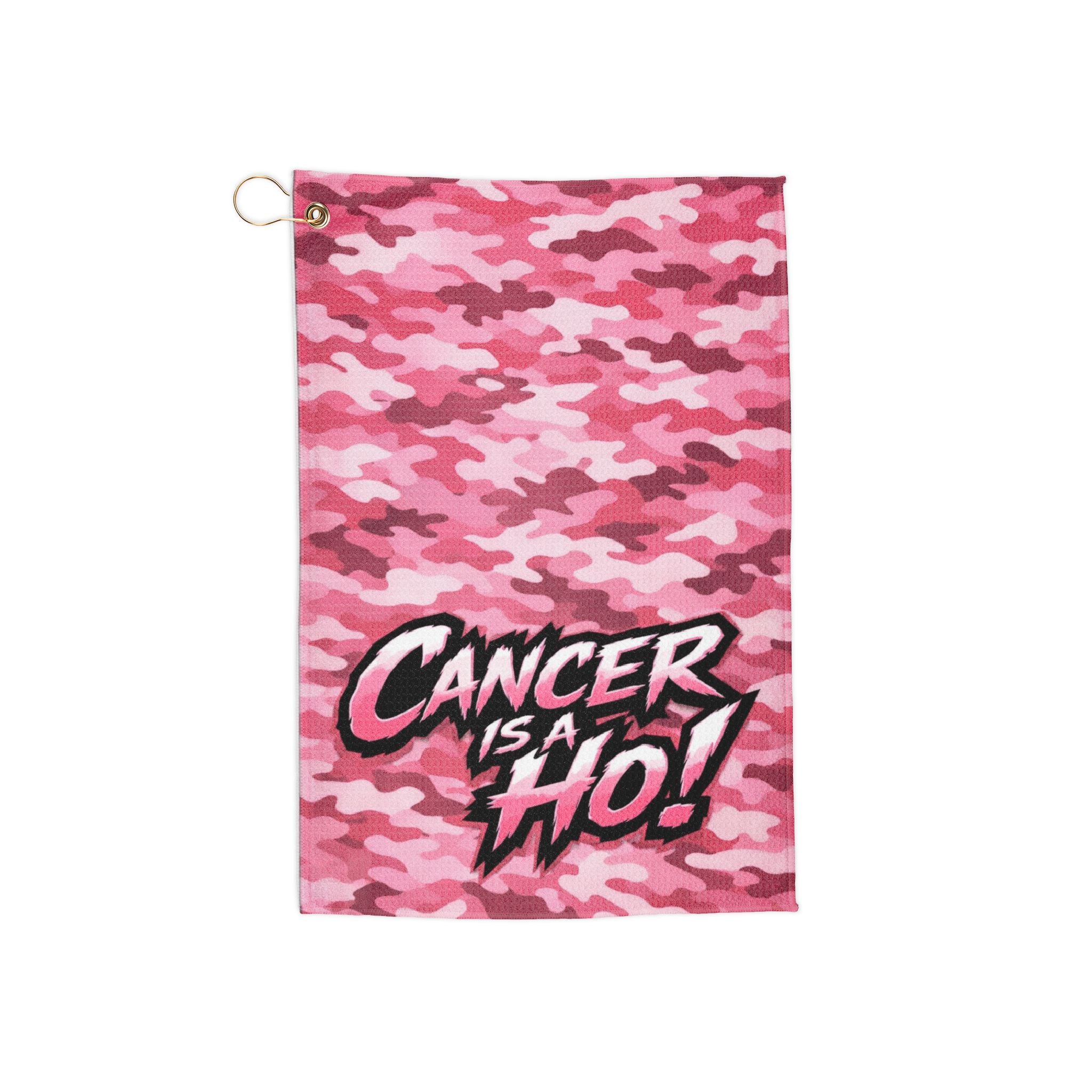 Pink Camo 'Cancer Is A Ho!' Golf Towel — Awareness Golf Accessory