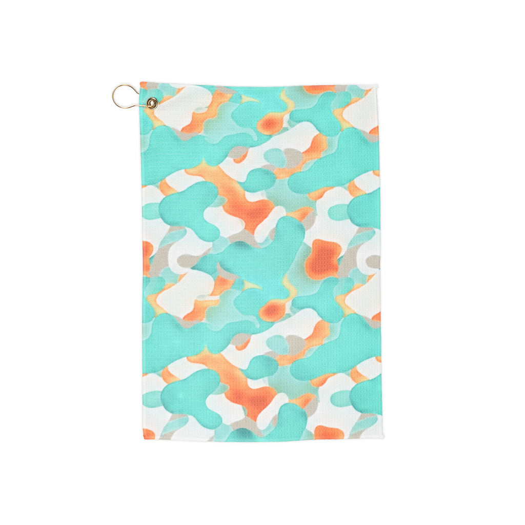 Aqua Coral Camo Golf Towel