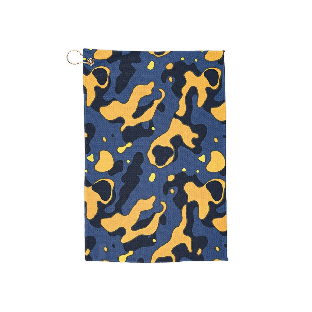Blue & Yellow Camo Golf Towel — Microfiber Club Towel with Grommet Ring