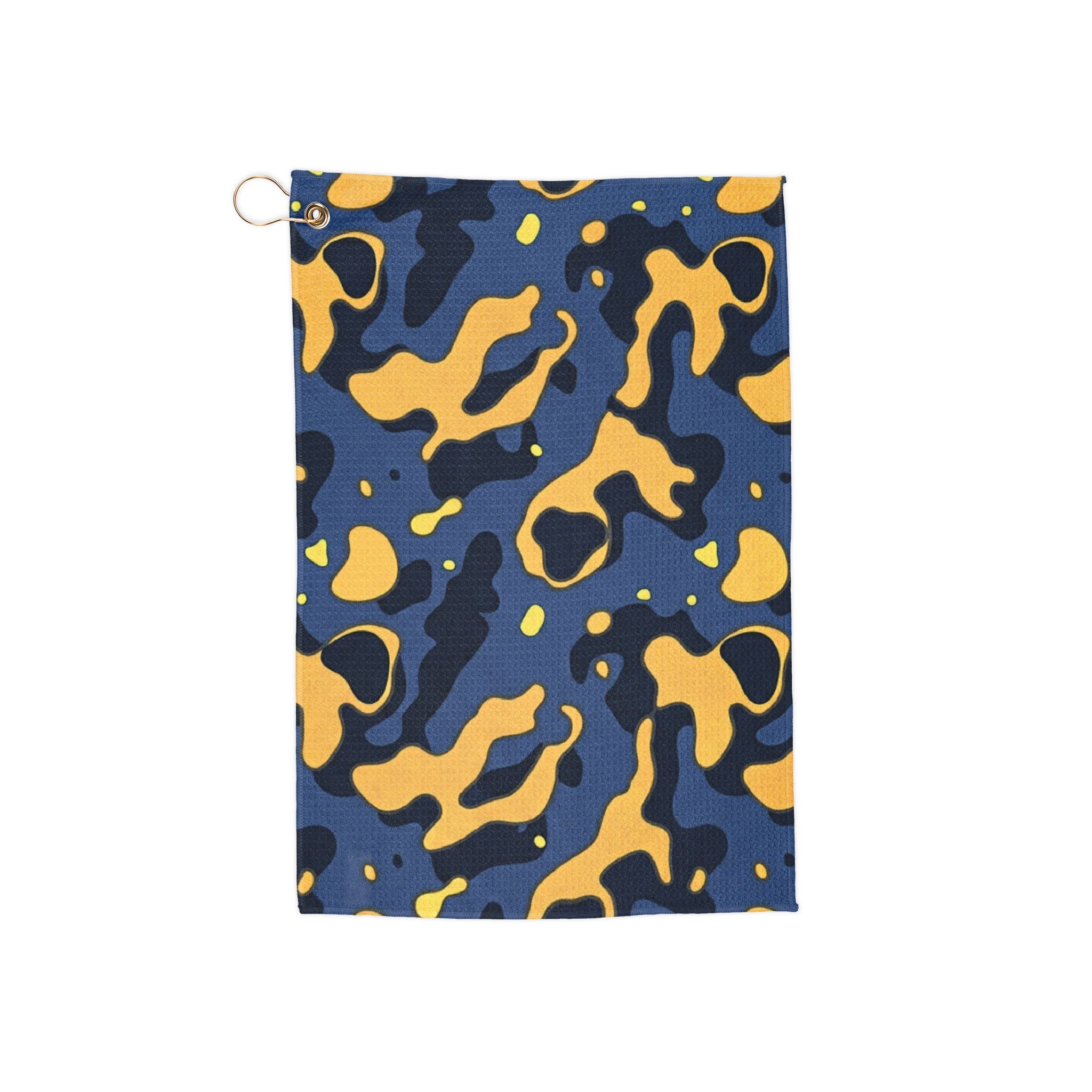 Blue & Yellow Camo Golf Towel — Microfiber Club Towel with Grommet Ring
