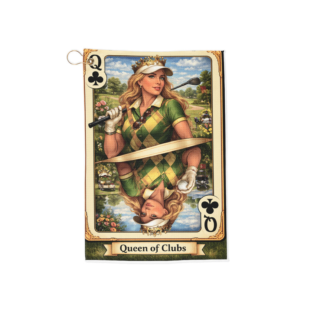 Queen of Clubs Golf Towel – Vintage Playing Card Design for Women Golfers