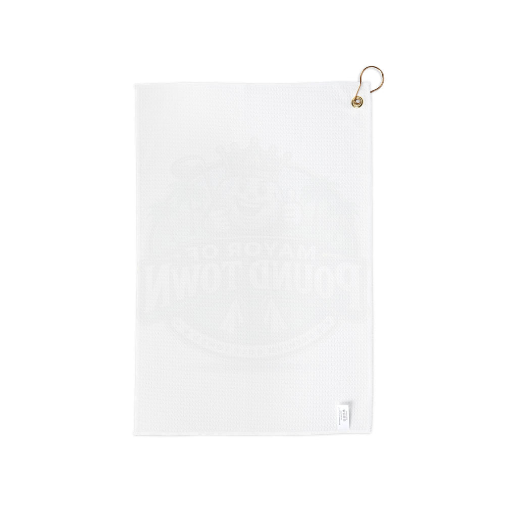 Mayor of Pound Town Golf Towel – Funny Golf Club Towel with Crowned Golf Ball Design