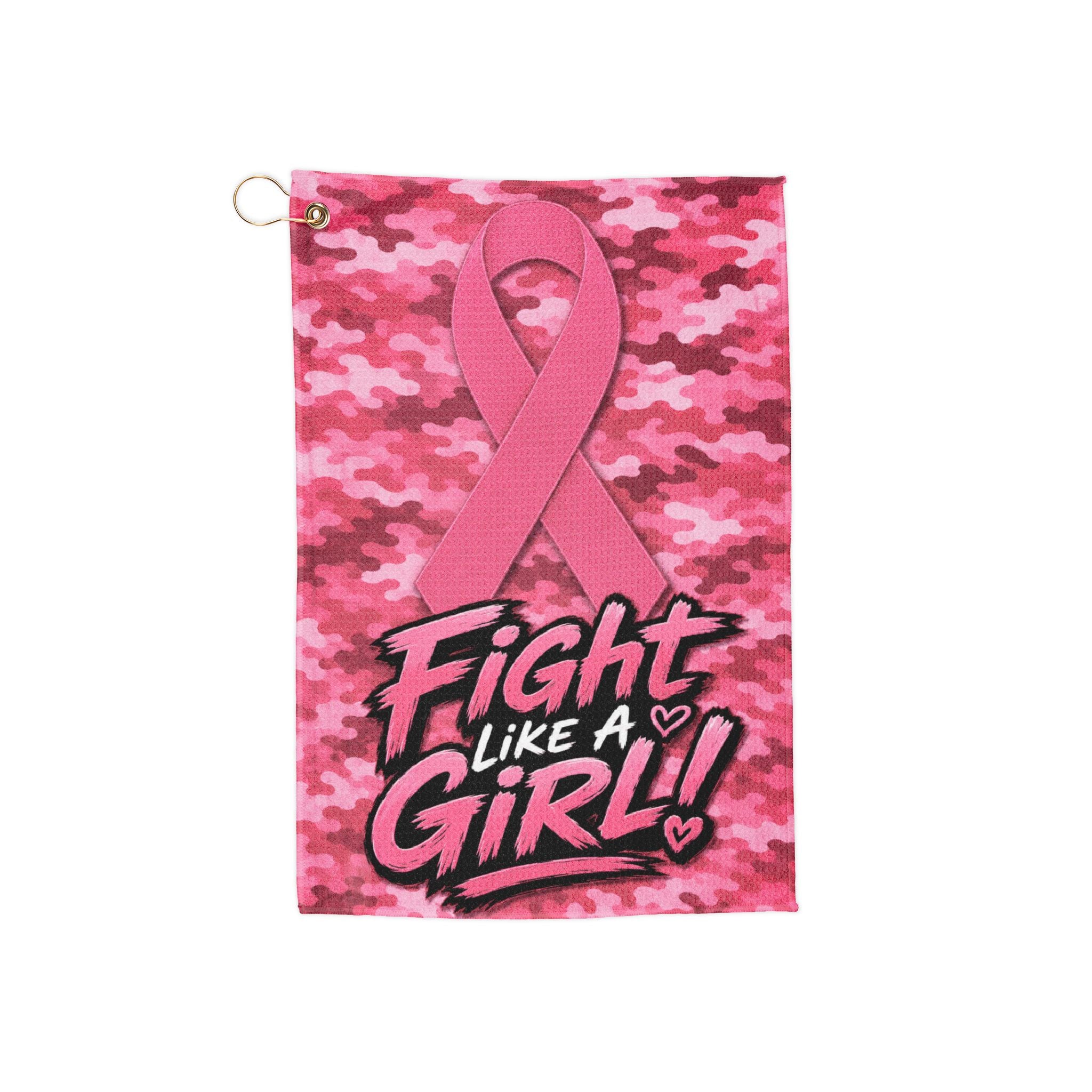 Pink Camo 'Fight Like a Girl' Golf Towel — Breast Cancer Awareness