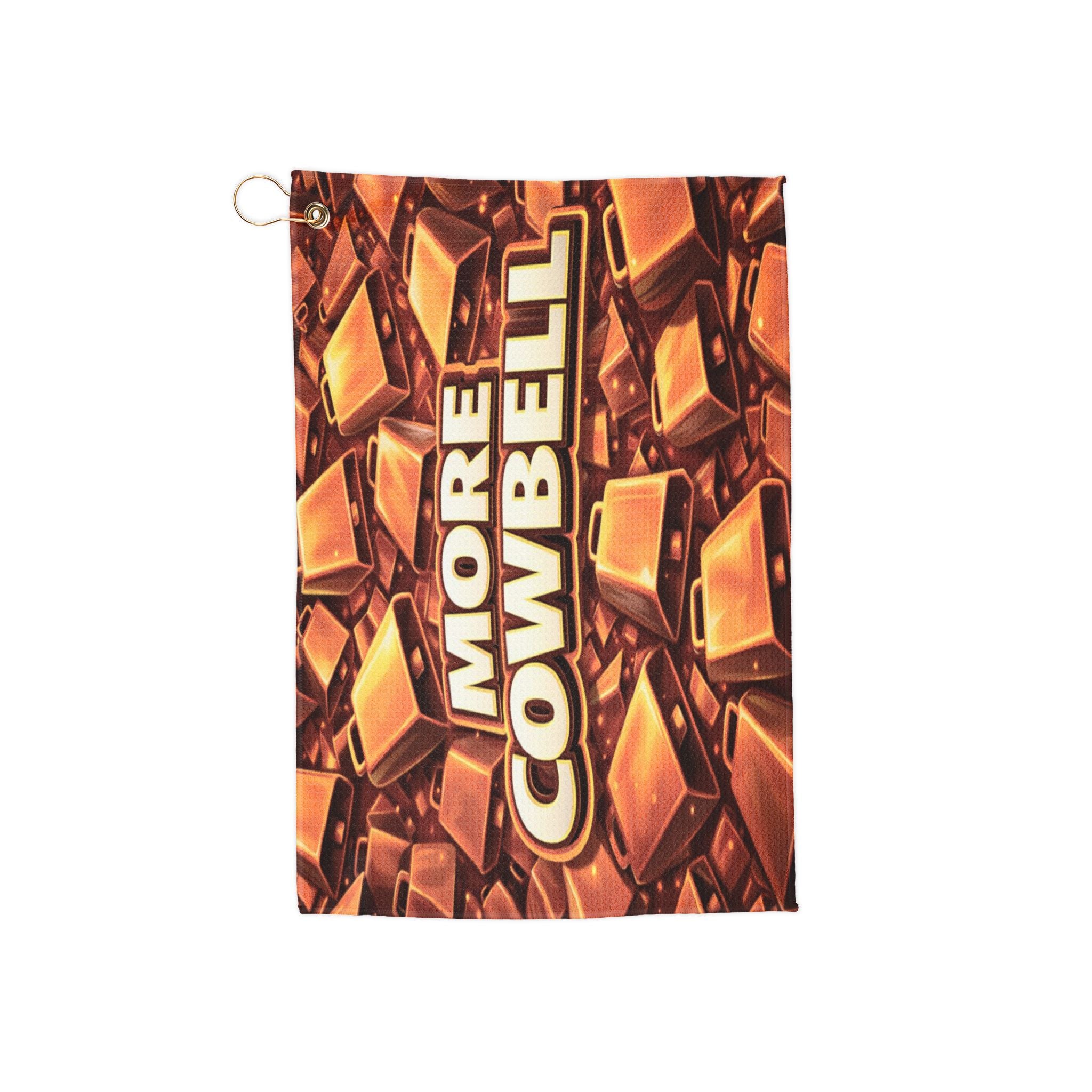 More Cowbell Golf Towel — Novelty Golf Accessory with Ring Clip